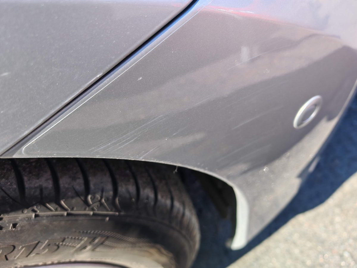 Scuff on right rear bumper